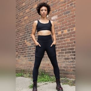 Gray Harmonic Threads Pocket Leggings Terry Bamboo Organic Cotton Size Medium